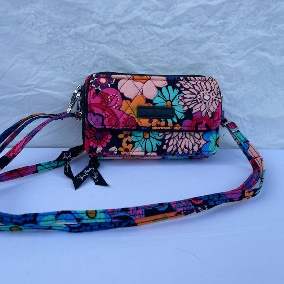 Vera Bradley's All in One Crossbody Bag Wristlet Wallet Floral Fiesta - Picture 4 of 8